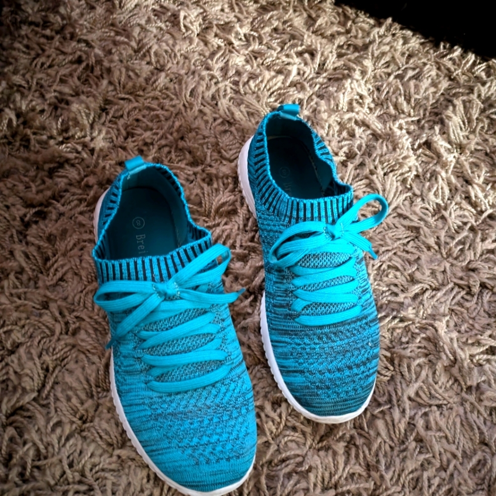 Aqua Blue Knit Sneakers Size 8